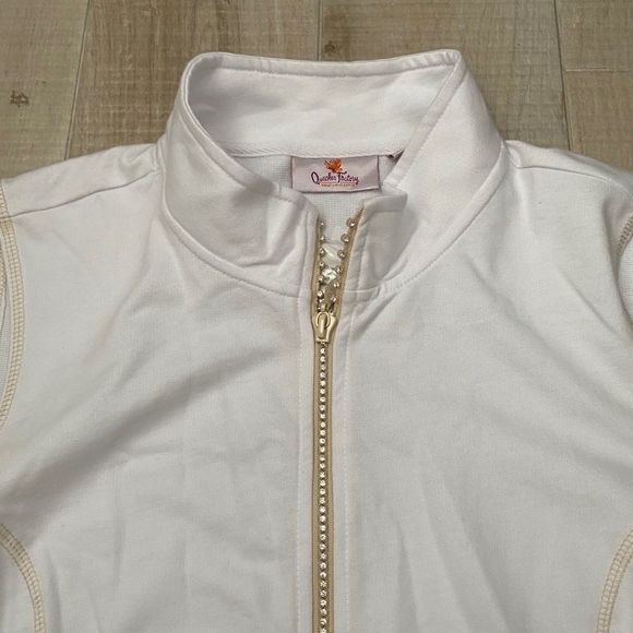 Quacker Factory Sz M ZIP Up Vest French Terry NWT - Picture 2 of 4